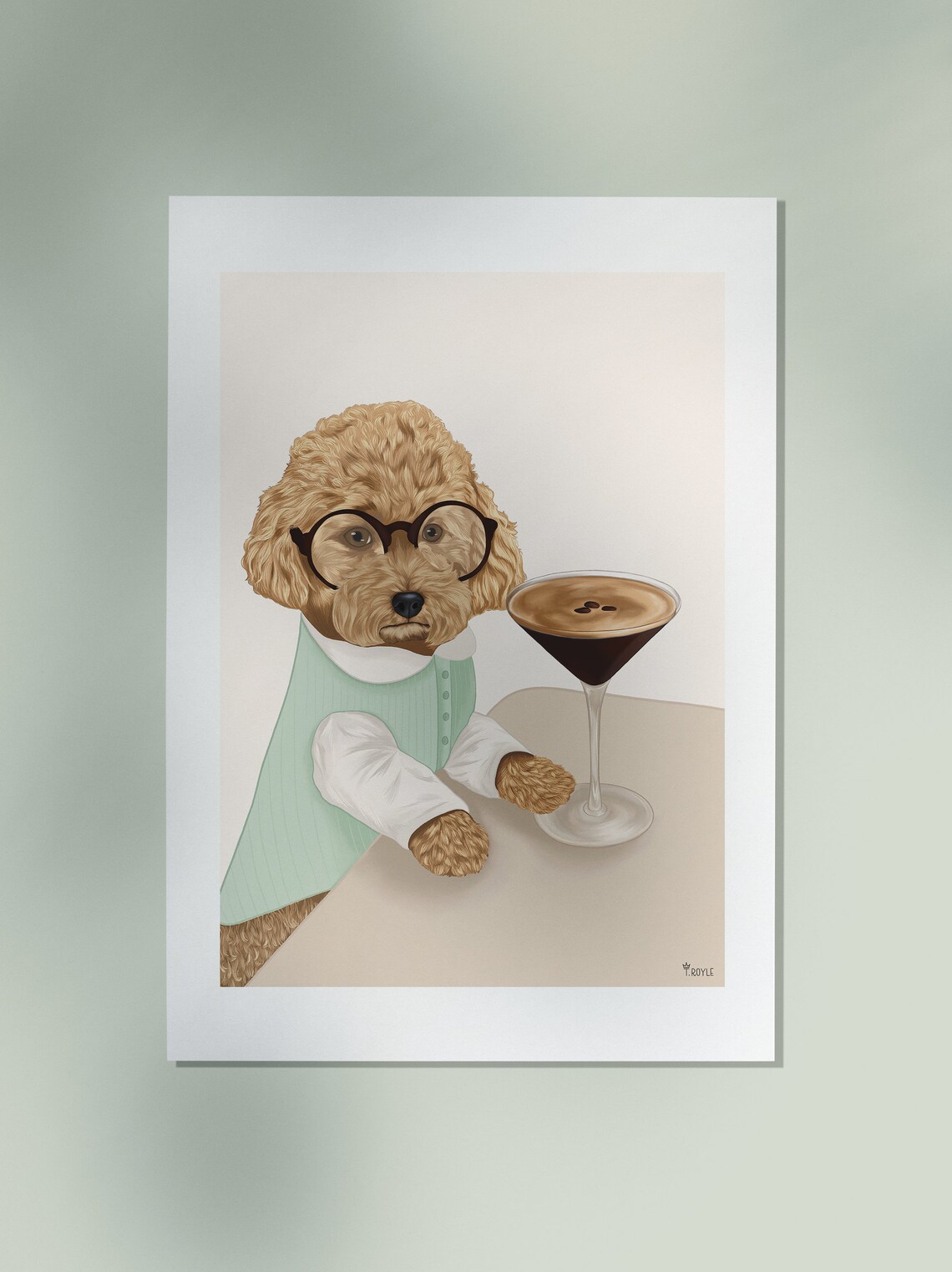 Espresso Martini Dog Art Print, Cocktail Poster - Image 2