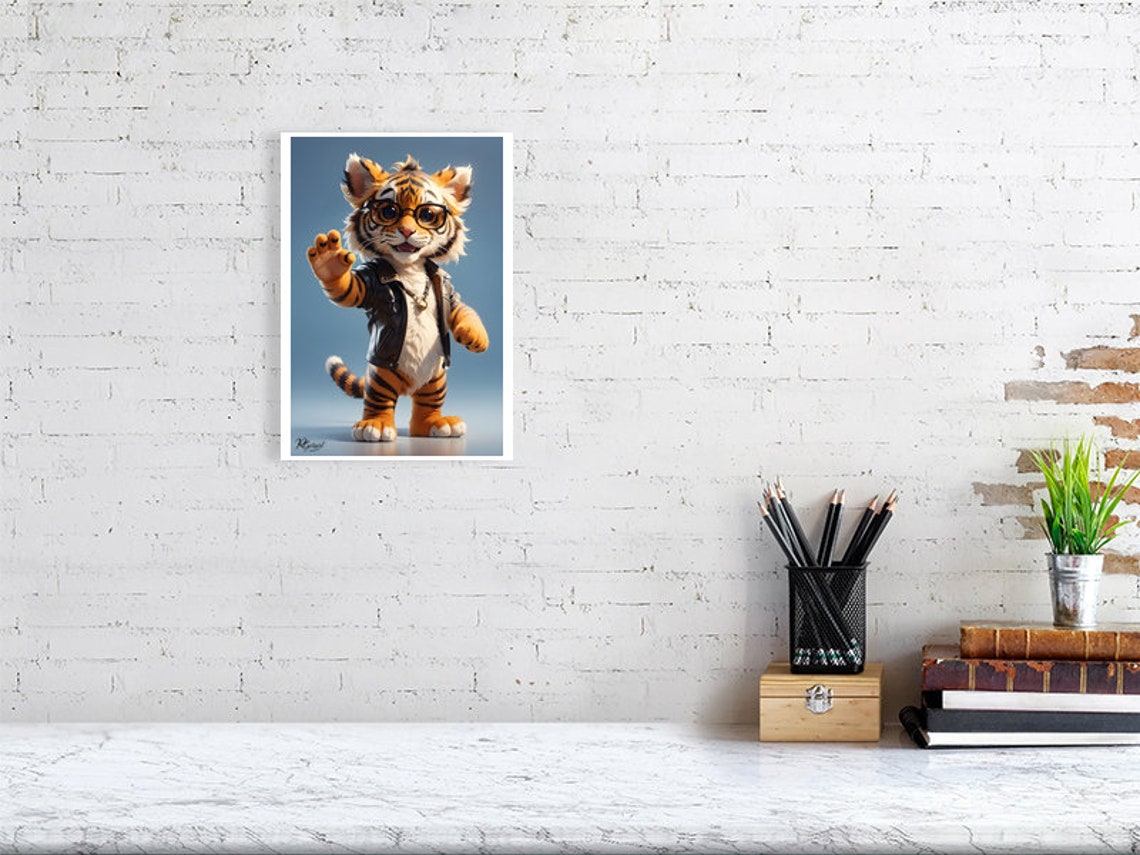 Waving Tiger - Cool Animal Art Print - Image 2