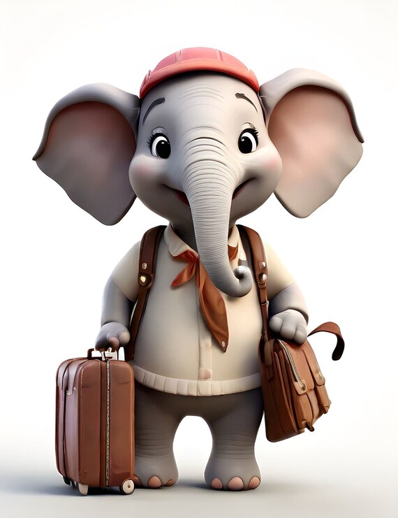 Cute Baby Elephant Student With Suitcase Back to School Poster