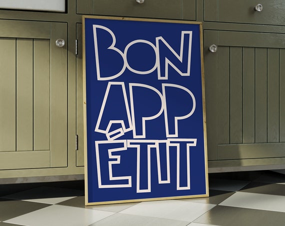 Bon Appetite Kitchen Poster Boho Minimalist Prints Modern Art Minimalist Kitchen Art Physical Poster Print Shipped To You