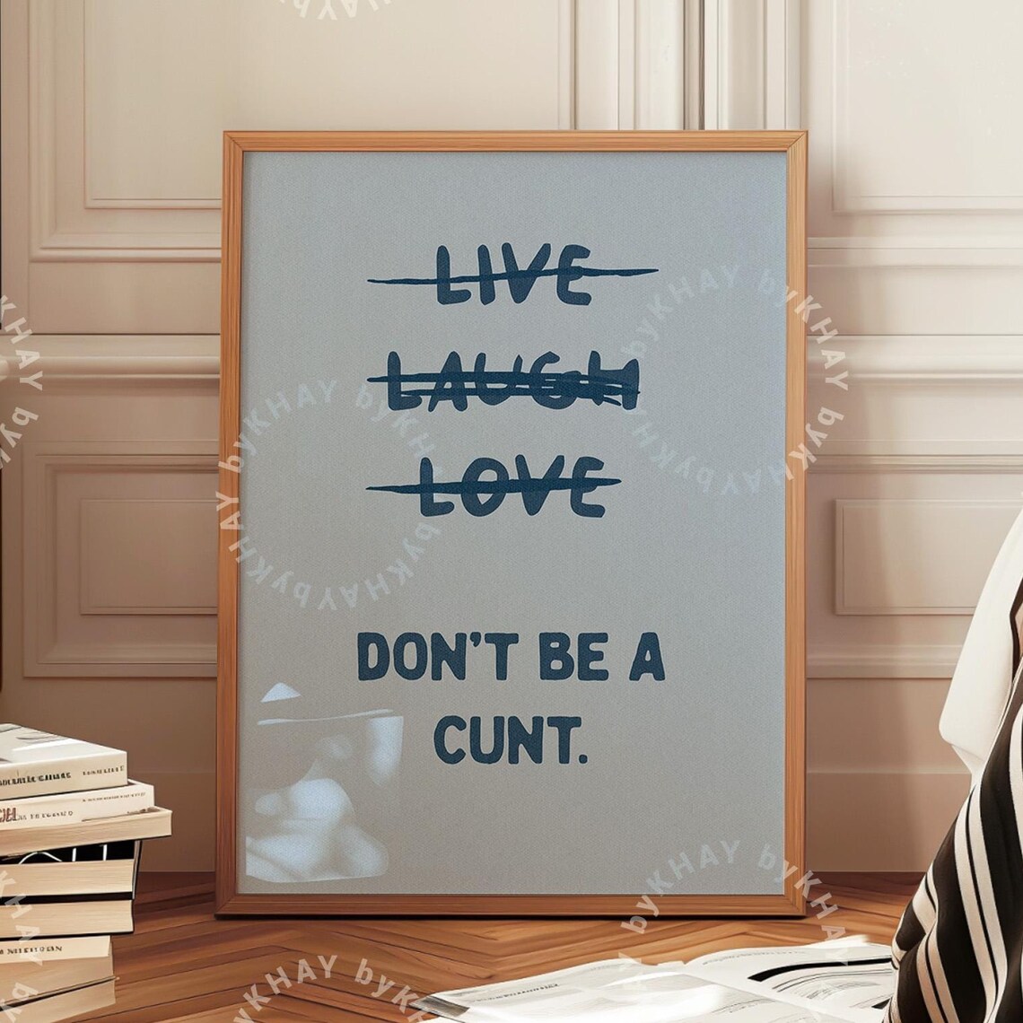 Live Laugh Love Sweary Typography Bathroom Poster