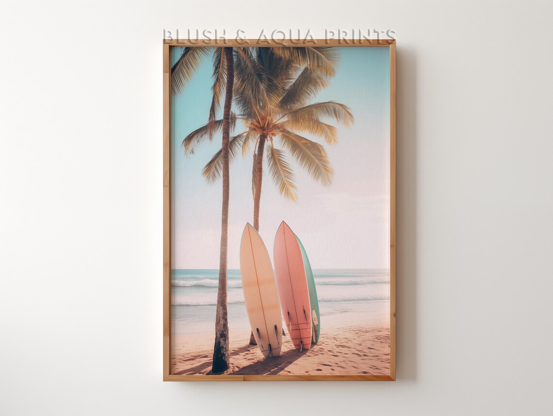 Vintage Surfboard Wall Art Prints Trendy Room Decor Boho Bedroom Over The Bed