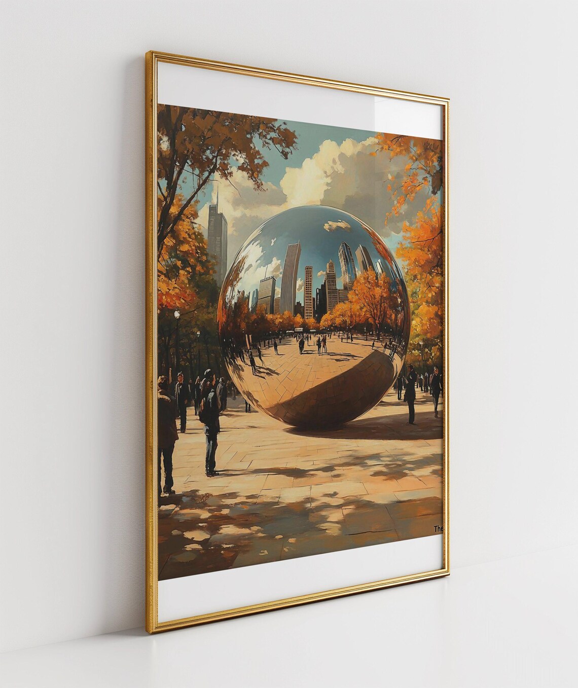 Chicago Cloud Gate Sculpture in Golden Autumn Light Art Poster - Image 3