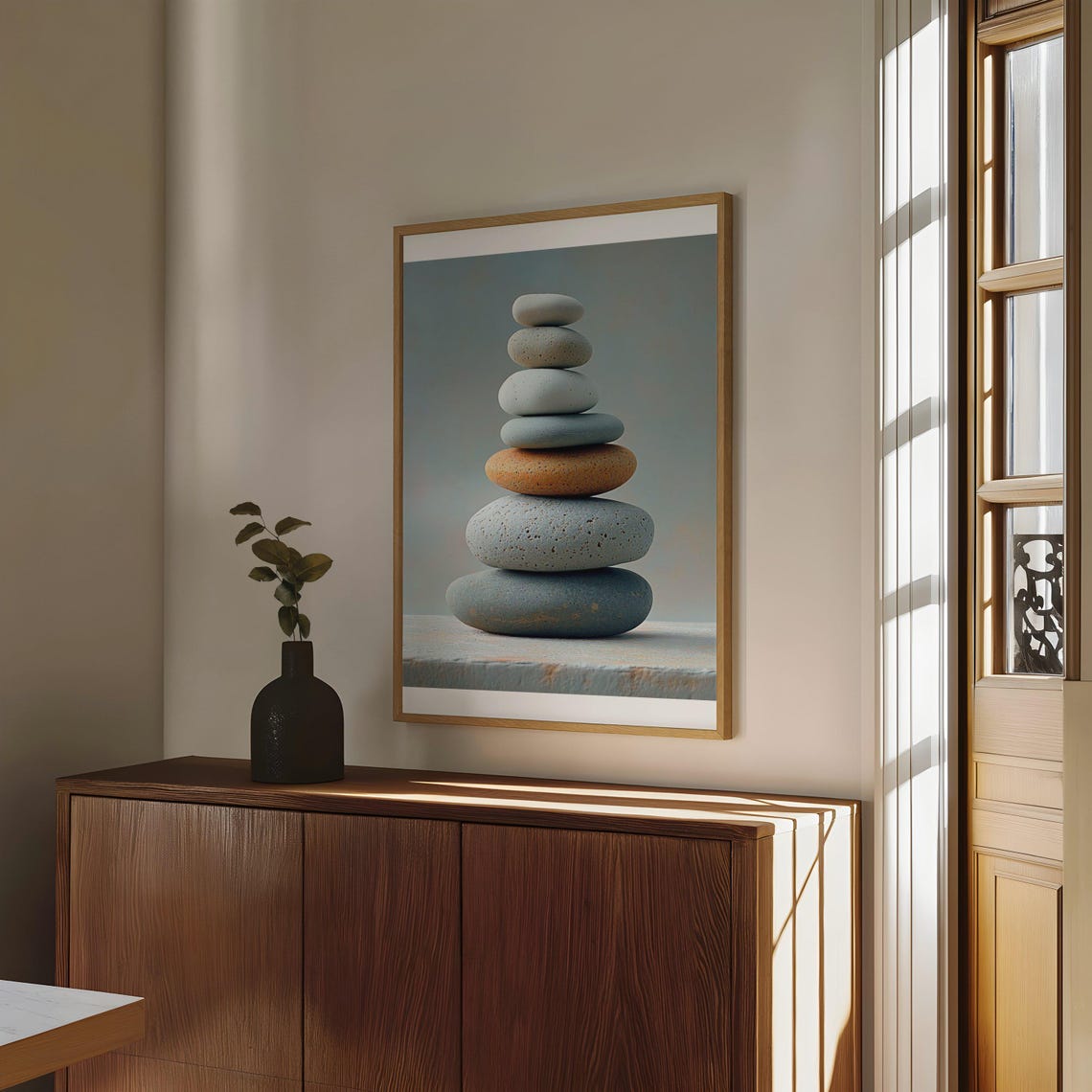 Perfectly Balanced Seven Stone Tower Serene Meditation Art Poster - Image 4