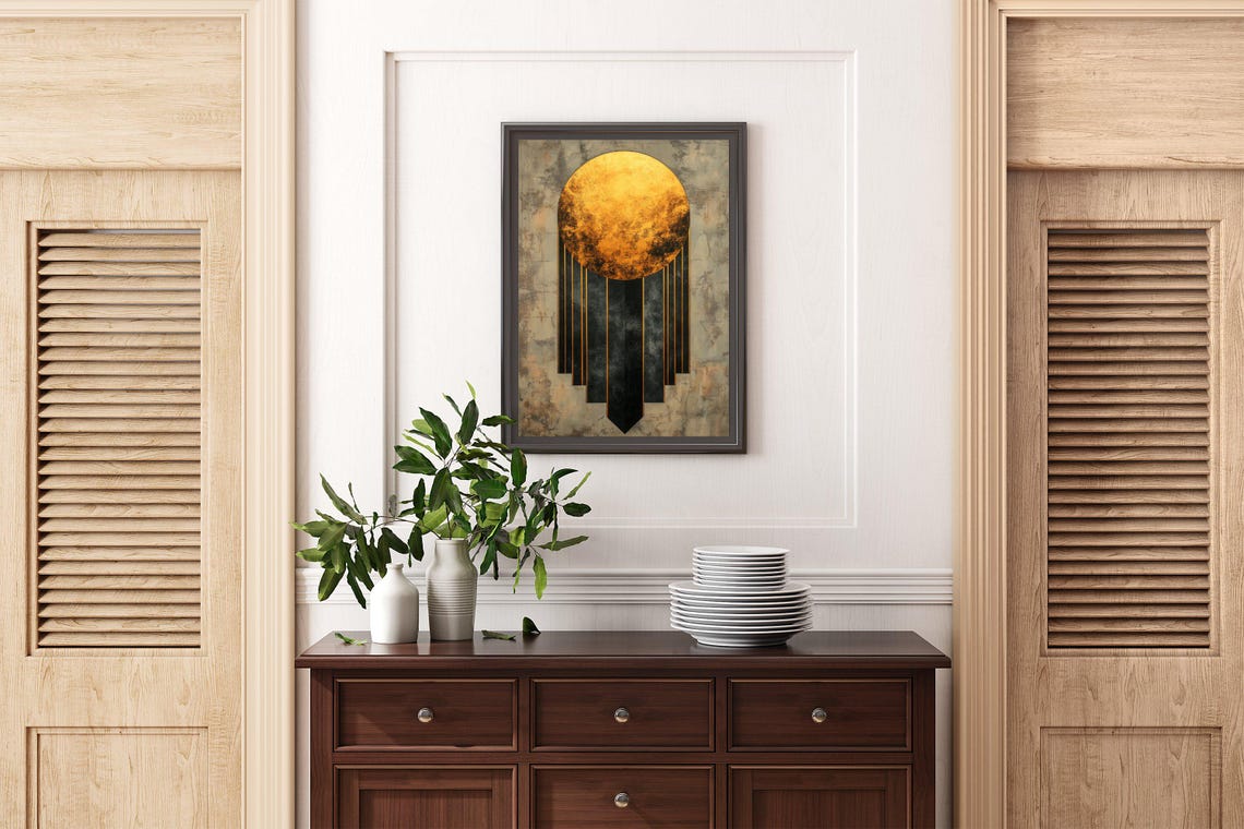 Abstract Sun Wall Art Print For Modern Home Dcor Large Geometric Wall Art Contemporary Art Print Above Sofa Dcor New Home Gift - Image 2