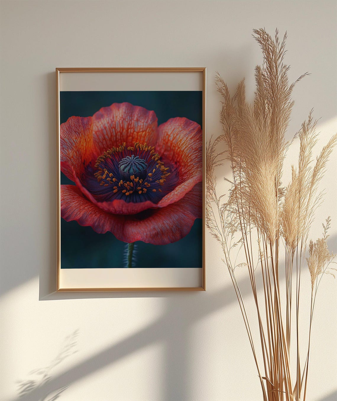 Red Poppy Close Up Poster Vivid Botanical Macro Flower Art Decor - Image 3