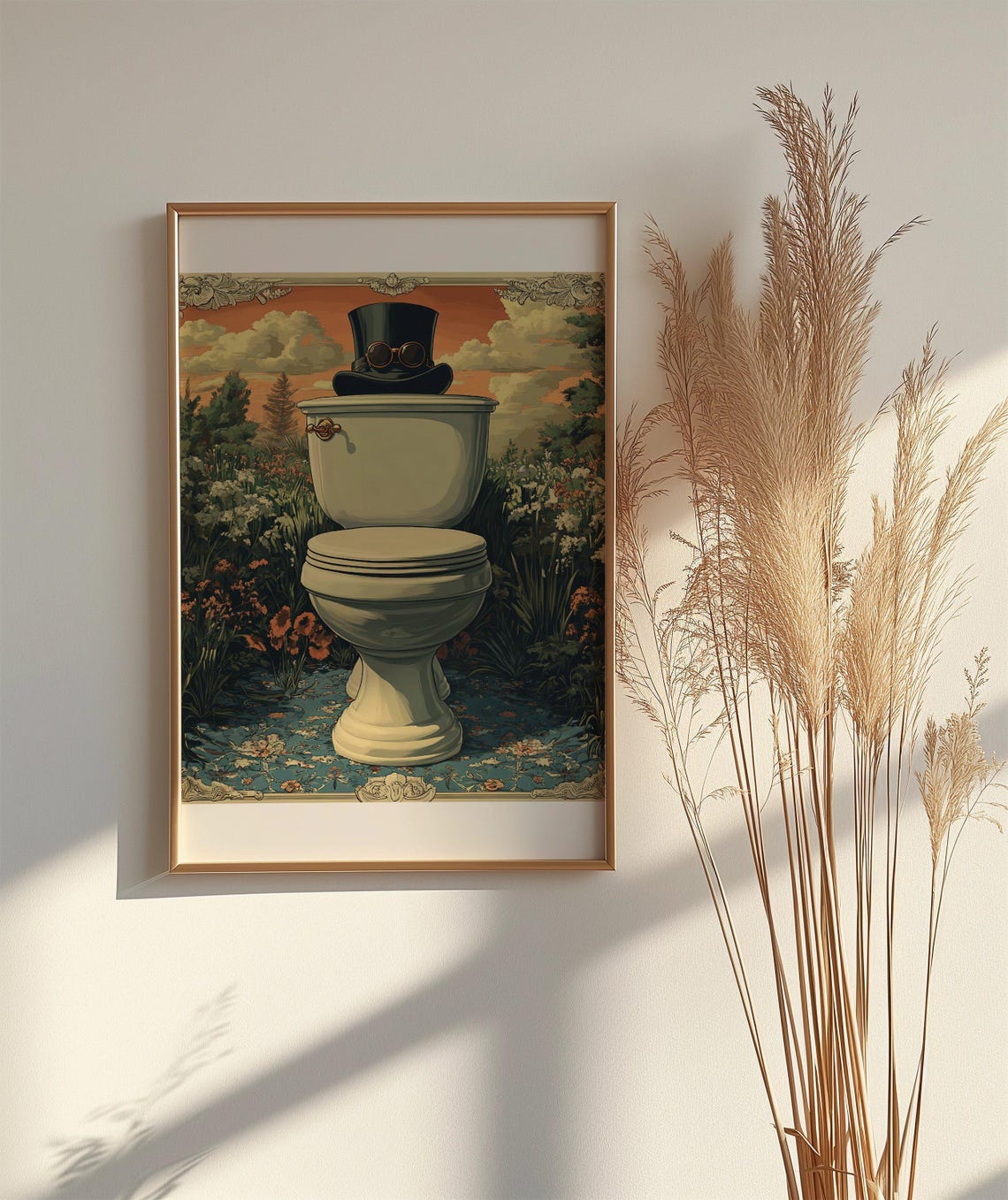 Surreal Toilet With Top Hat Steampunk Flower Garden Art Poster - Image 2