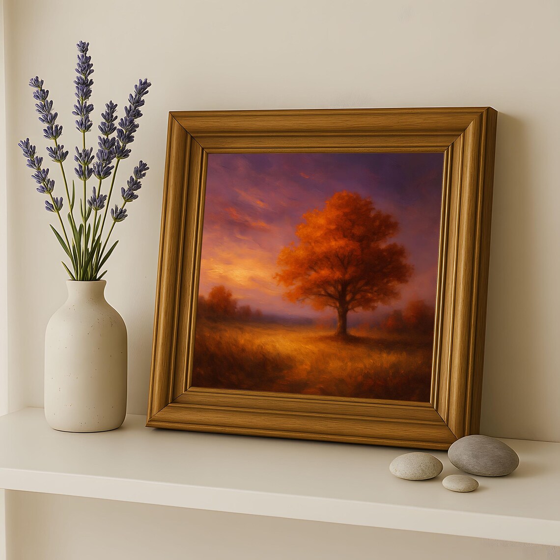 Autumn Tree Oil Painting Rustic Fall Landscape Art Print