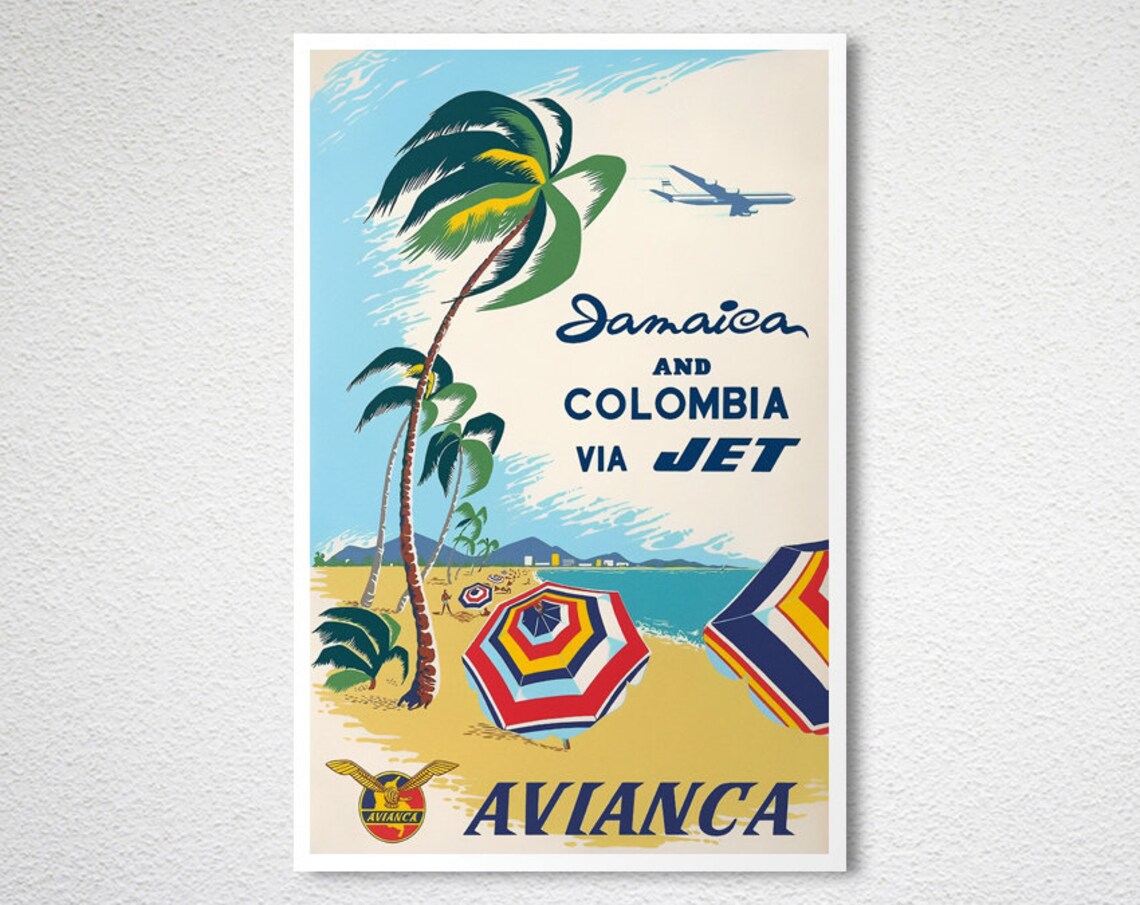 Jamaica And Colombia Vintage Travel Poster - Image 2