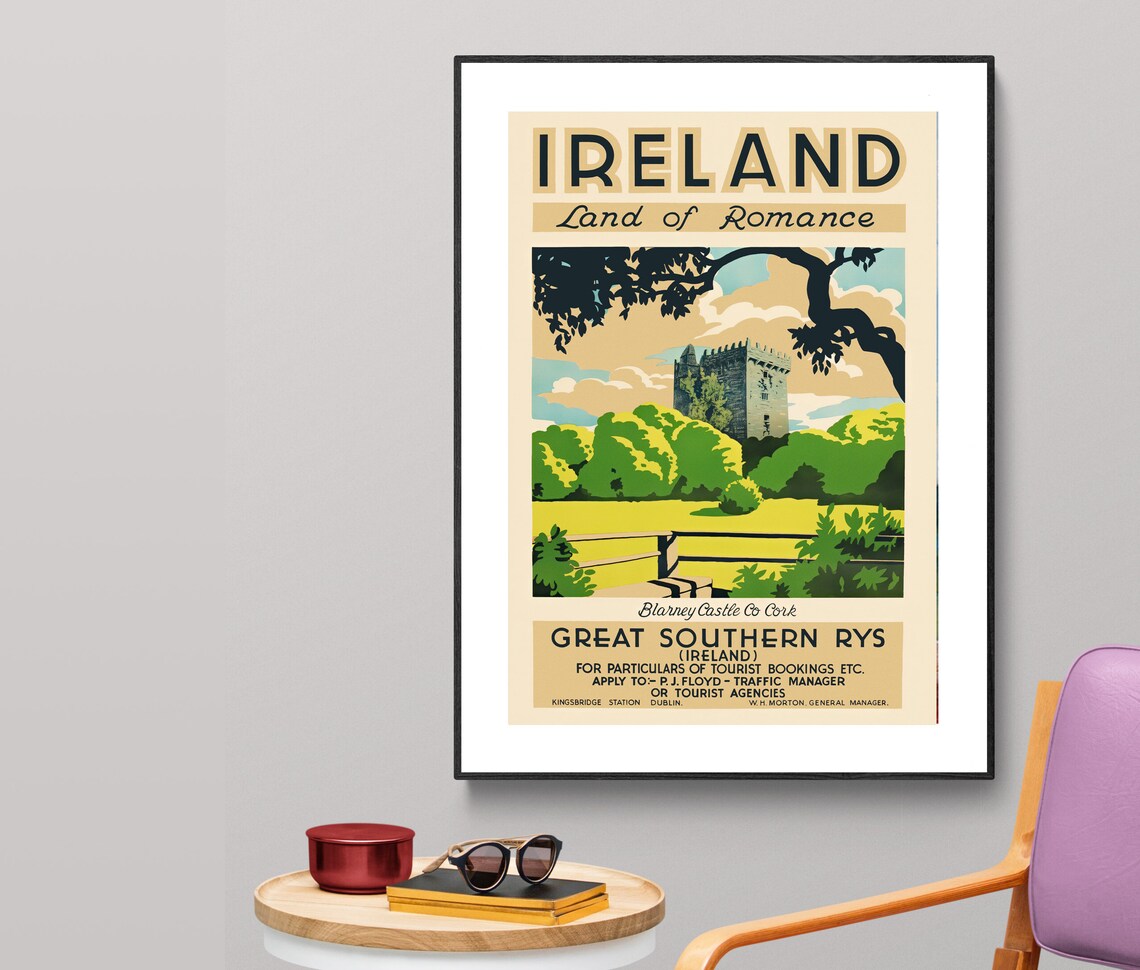 Ireland Land of Romance Vintage Travel Poster