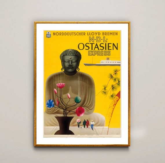 Ndl Ostasien Express Vintage Travel Poster Poster Paper Or Print Gift Idea Wall Decor