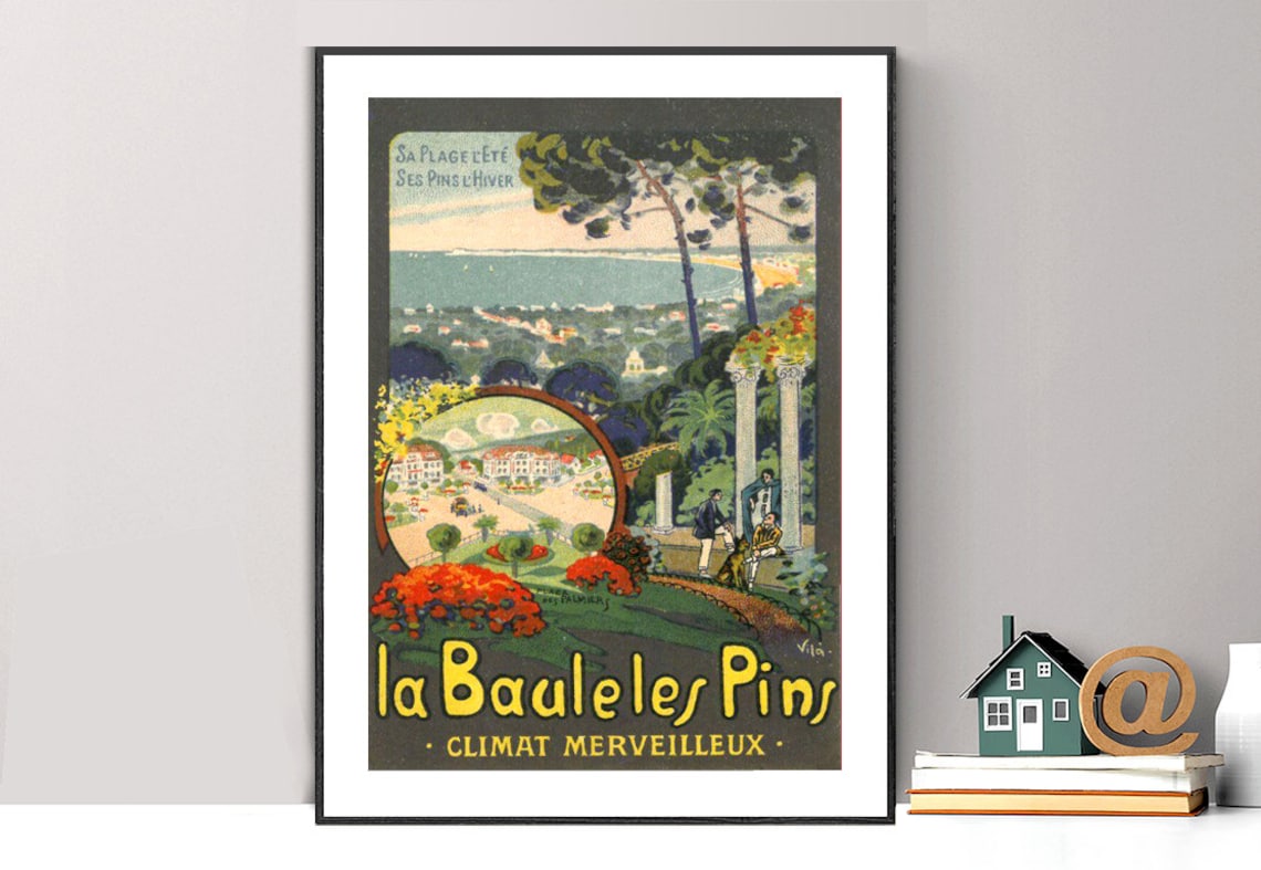 La Baule les Pins France Coastal Beach Vintage Travel Poster
