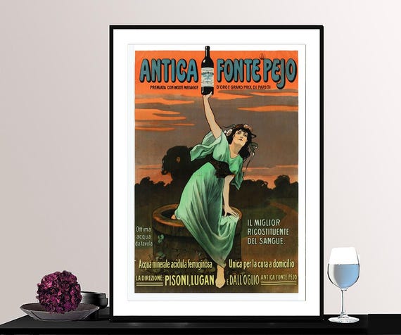 Antica Fonte Pejo Acqua Minerale Acidula Ferruginosa Vintage Fooddrink Poster Beverages Art Gift Idea Wall Decor