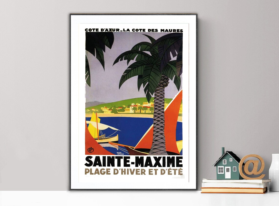 Saint Maxime Côte D'Azur France Vintage Travel Poster