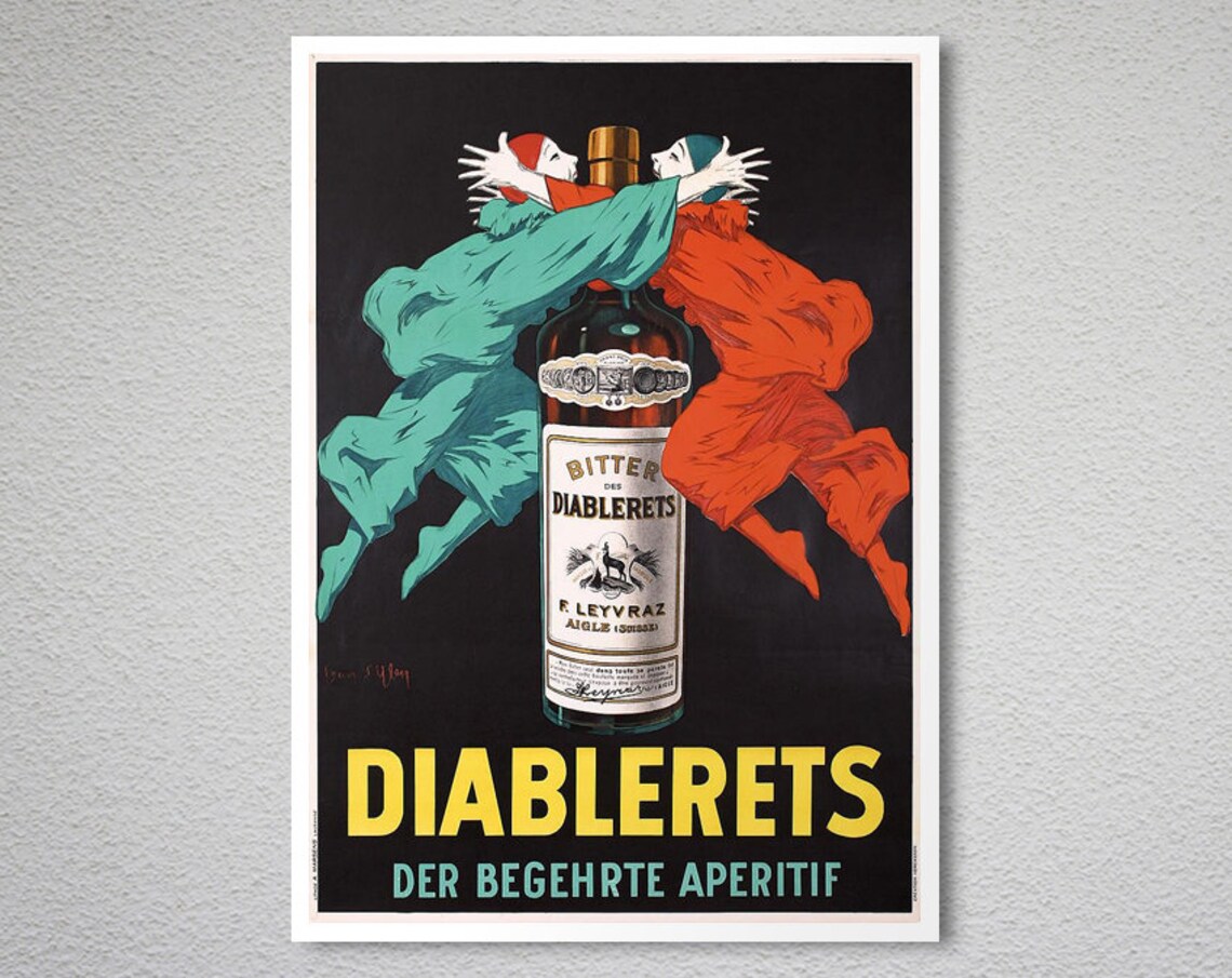Diablerets Bitter Aperitif Jean d Ylen Vintage Swiss Poster Art - Image 2