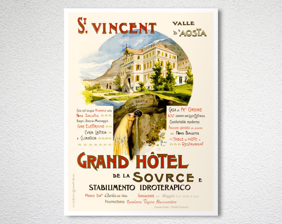 St Vincent Valle Daosta Vintage Travel Poster - Image 2