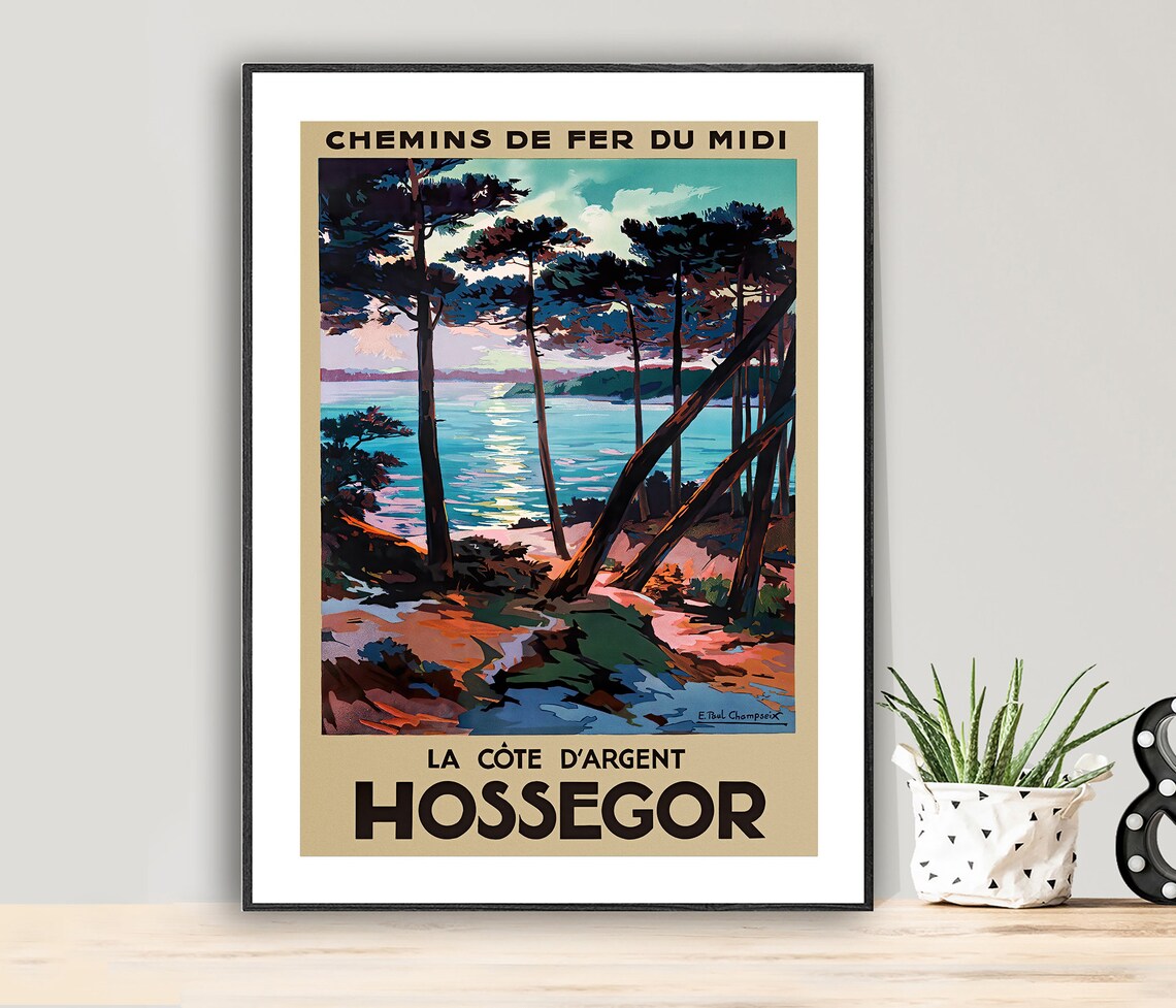 Hossegor La Cote DArgent France Vintage Travel Poster
