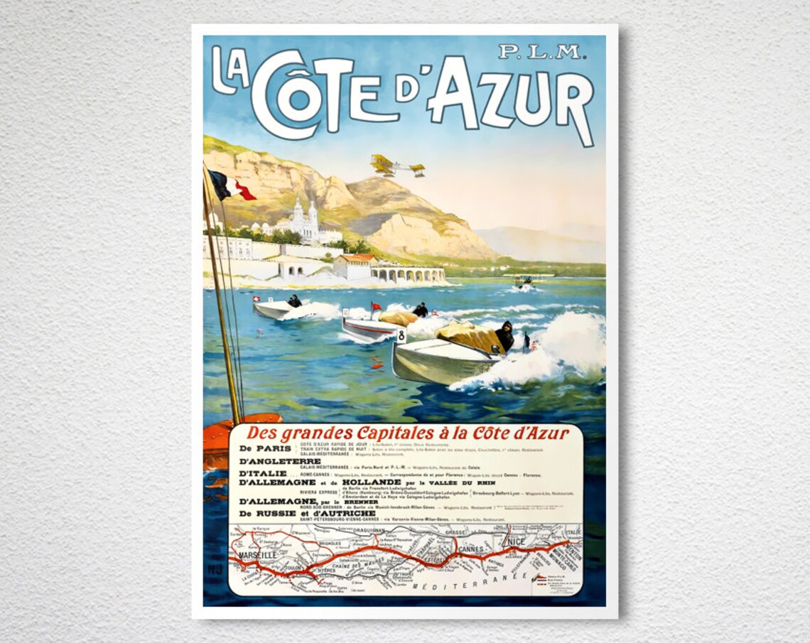 La Cote Dazur Vintage Travel Poster, France - Image 2
