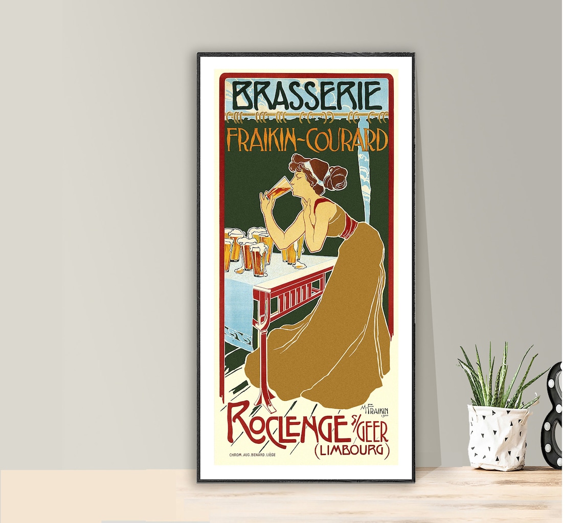 Brasserie Fraikin Courard Vintage Food Poster