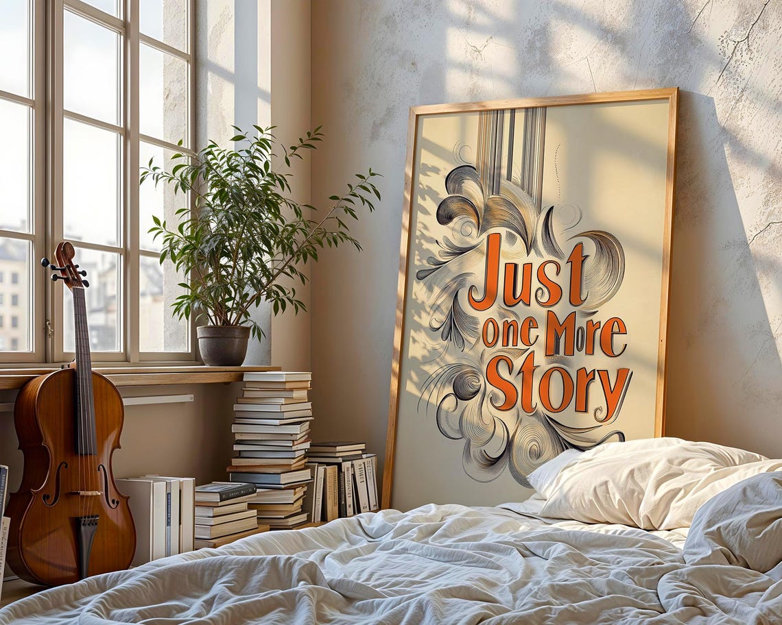Just One More Story Vintage Retro Typography Poster with Flourish - Image 4