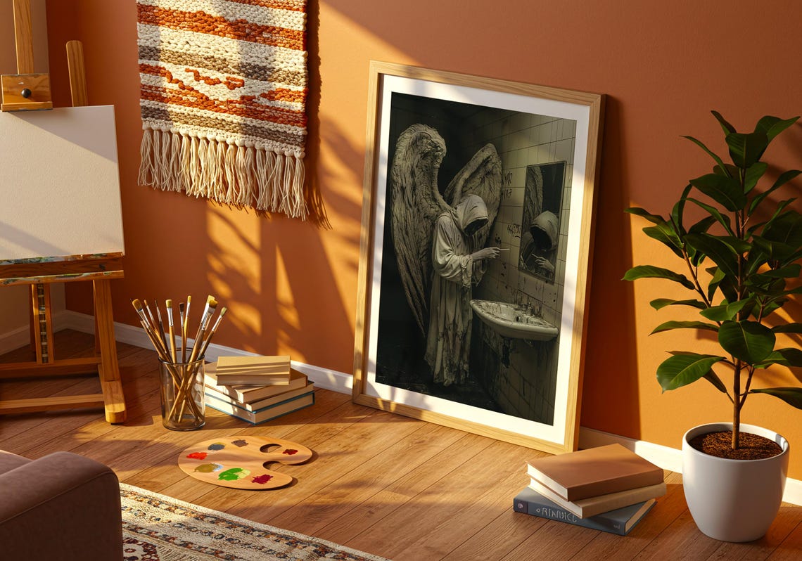 Fallen Angel Gothic Bathroom Decay Wings Dark Surreal Fantasy Poster - Image 4