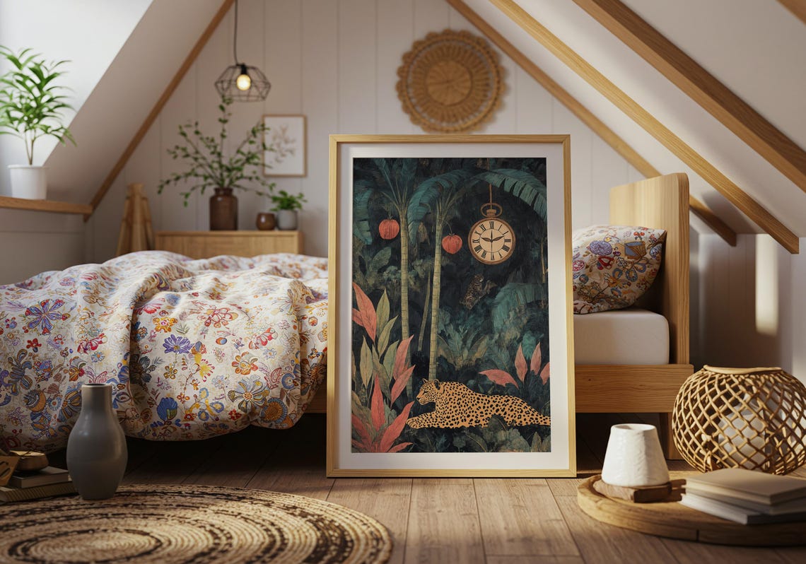 Leopard Resting Jungle Pocket Watch Time Exotic Fantasy Art Poster - Image 5