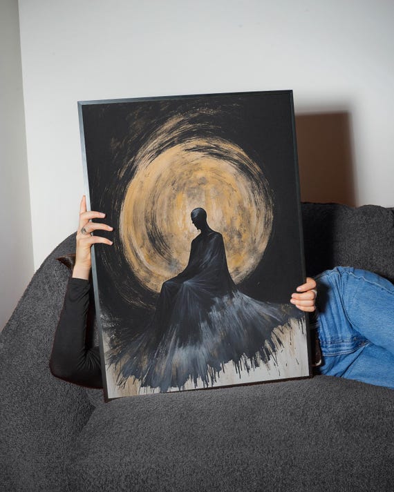 Ethereal Silhouette Art Print Mystical Aura Painting Abstract Figurative Wall