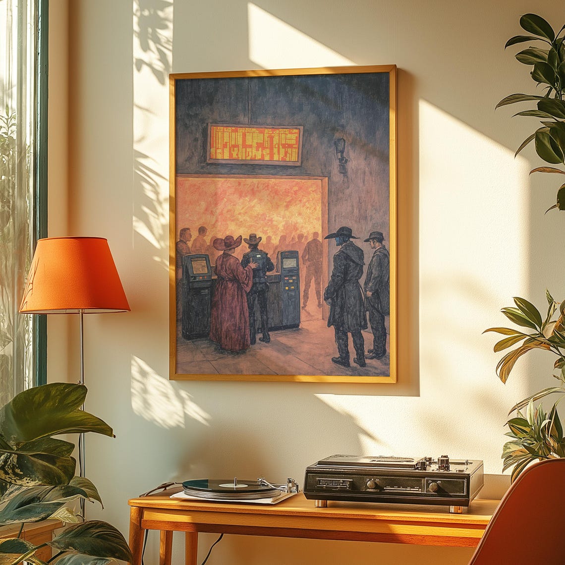 Western Ticket Line Cinematic Art Print Dark Moody Cowboy Illustration - Image 4