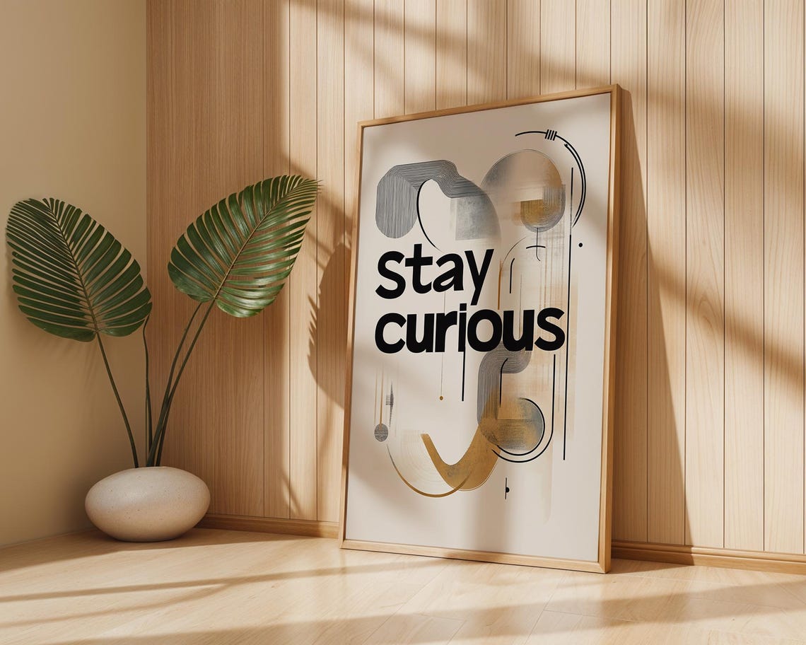 Stay Curious Typography Motivational Modern Abstract Quote Poster - Image 2