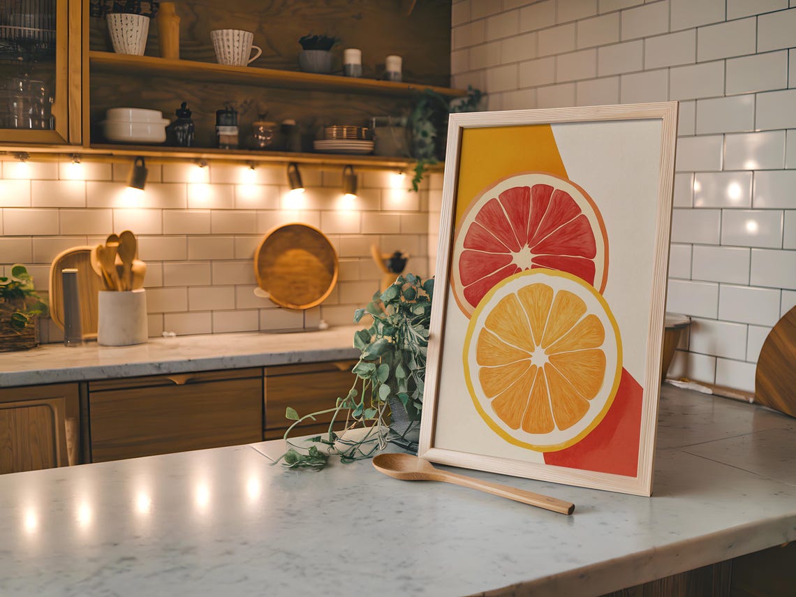 Citrus Pop Art Print, Retro Kitchen Fruit Decor - Image 2