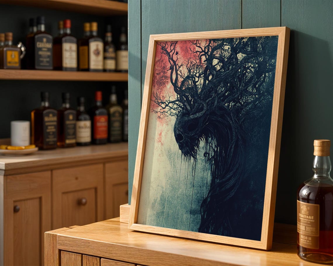 Dark Forest Skull Tree Twisted Branches Gothic Haunted Art Poster - Image 5