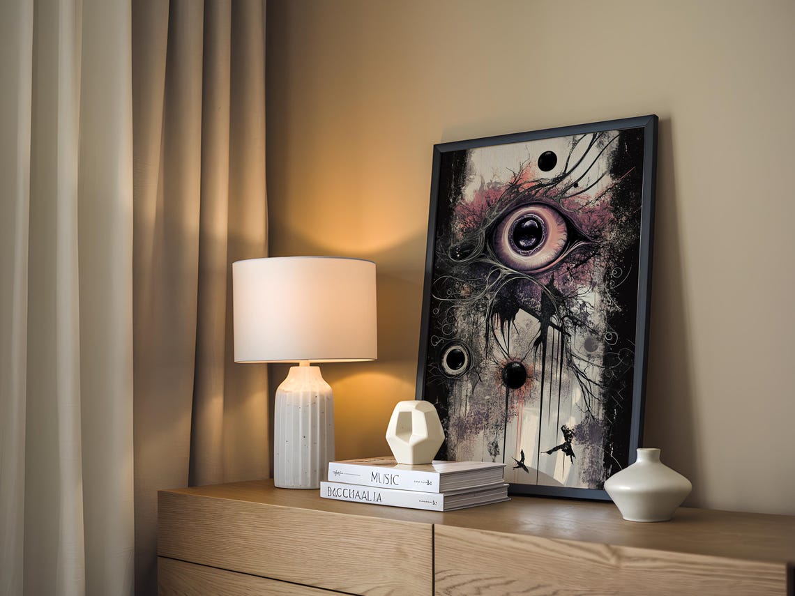 Surreal Gothic Eye Mystical Dark Fantasy Ink Sketch Horror Wall Art - Image 5