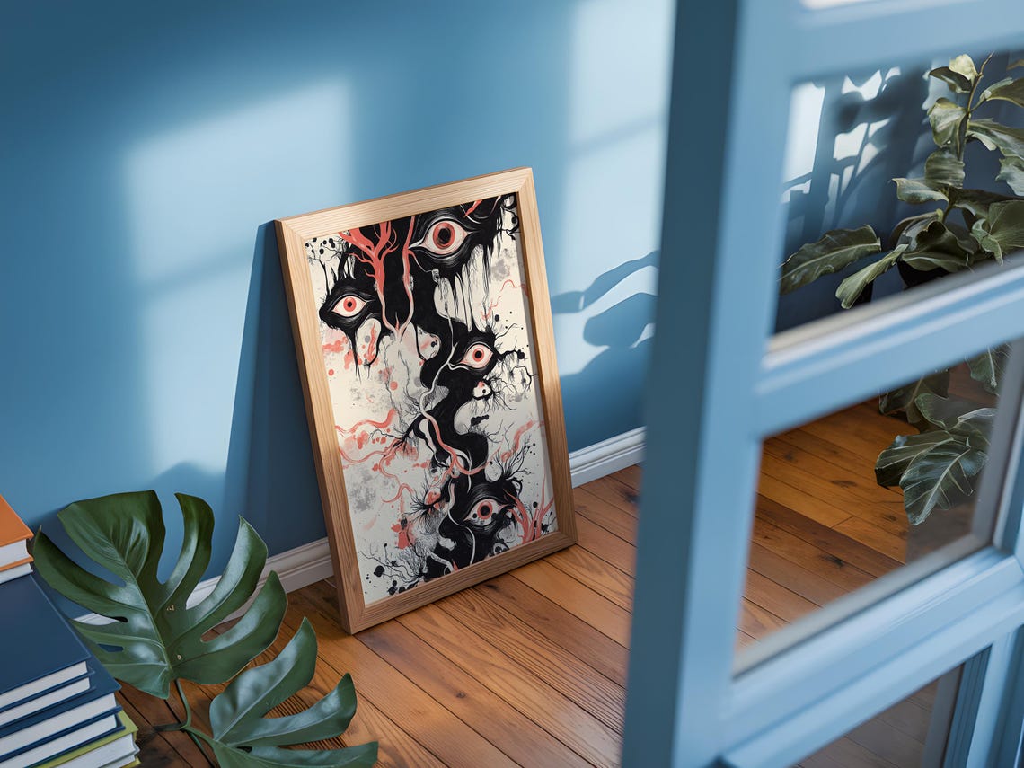 Dark Ink Eyes Abstract Horror Occult Surreal Creepy Wall Poster - Image 3