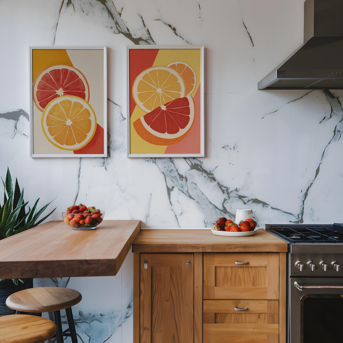 Citrus Harmony Art Print Bundle Orange Grapefruit Pop Vibrant Retro Kitchen Dcor - Image 3