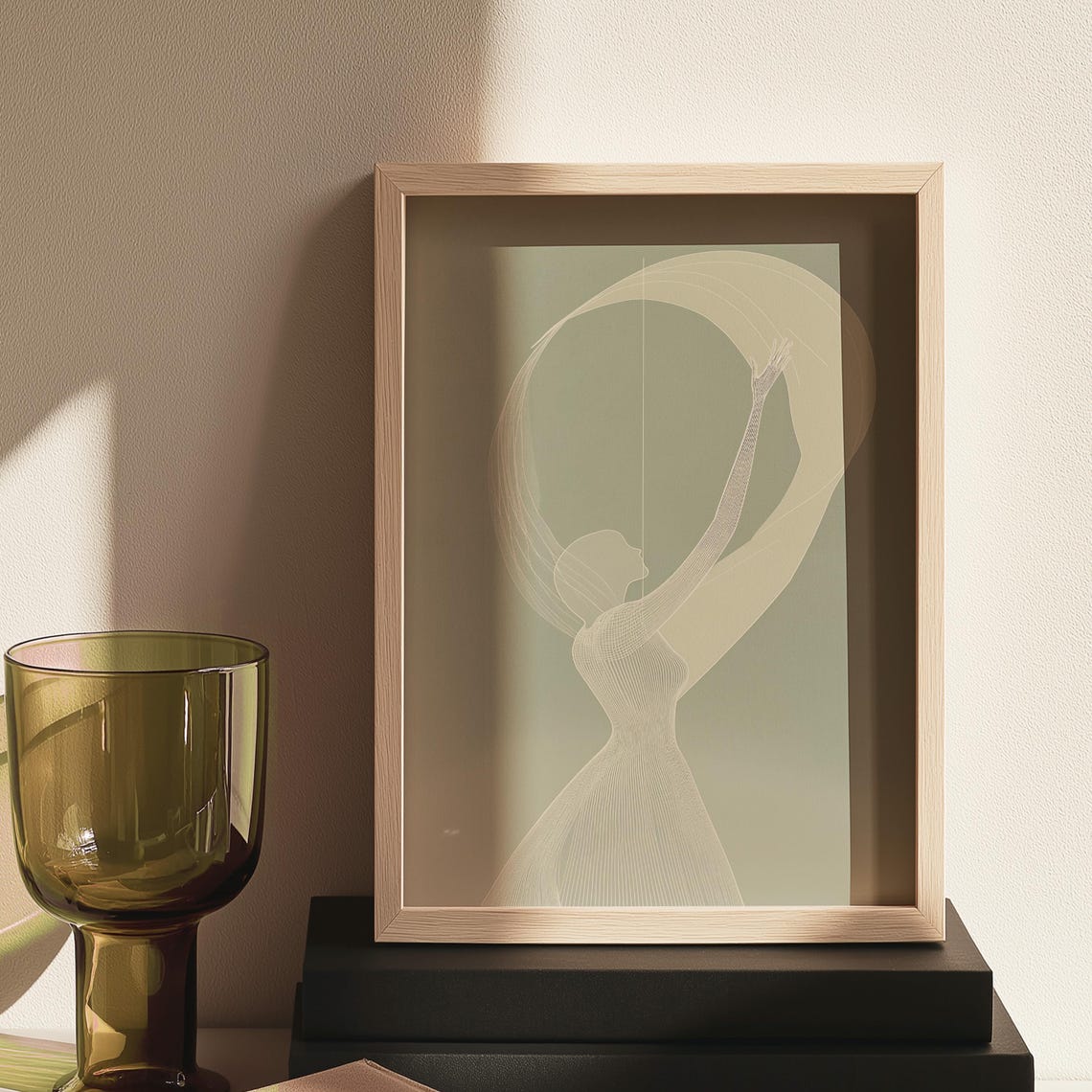Dancer Elegant Minimalist Line Art Motion Sage Green Abstract Poster - Image 4