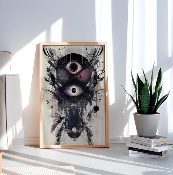 Celestial Eyes Art Print Dark Abstract Surreal Mystical Occult Wall Decor