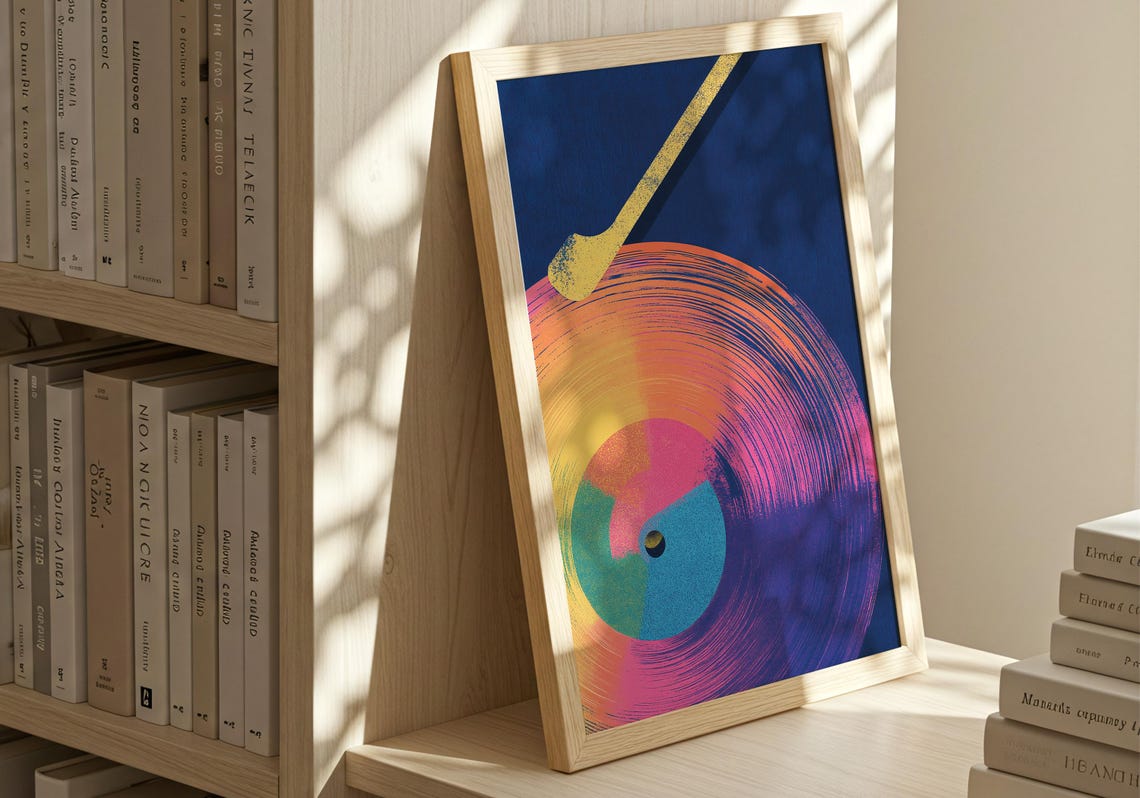 Colorful Vinyl Record Music Lover Retro Gradient Art Wall Poster - Image 4
