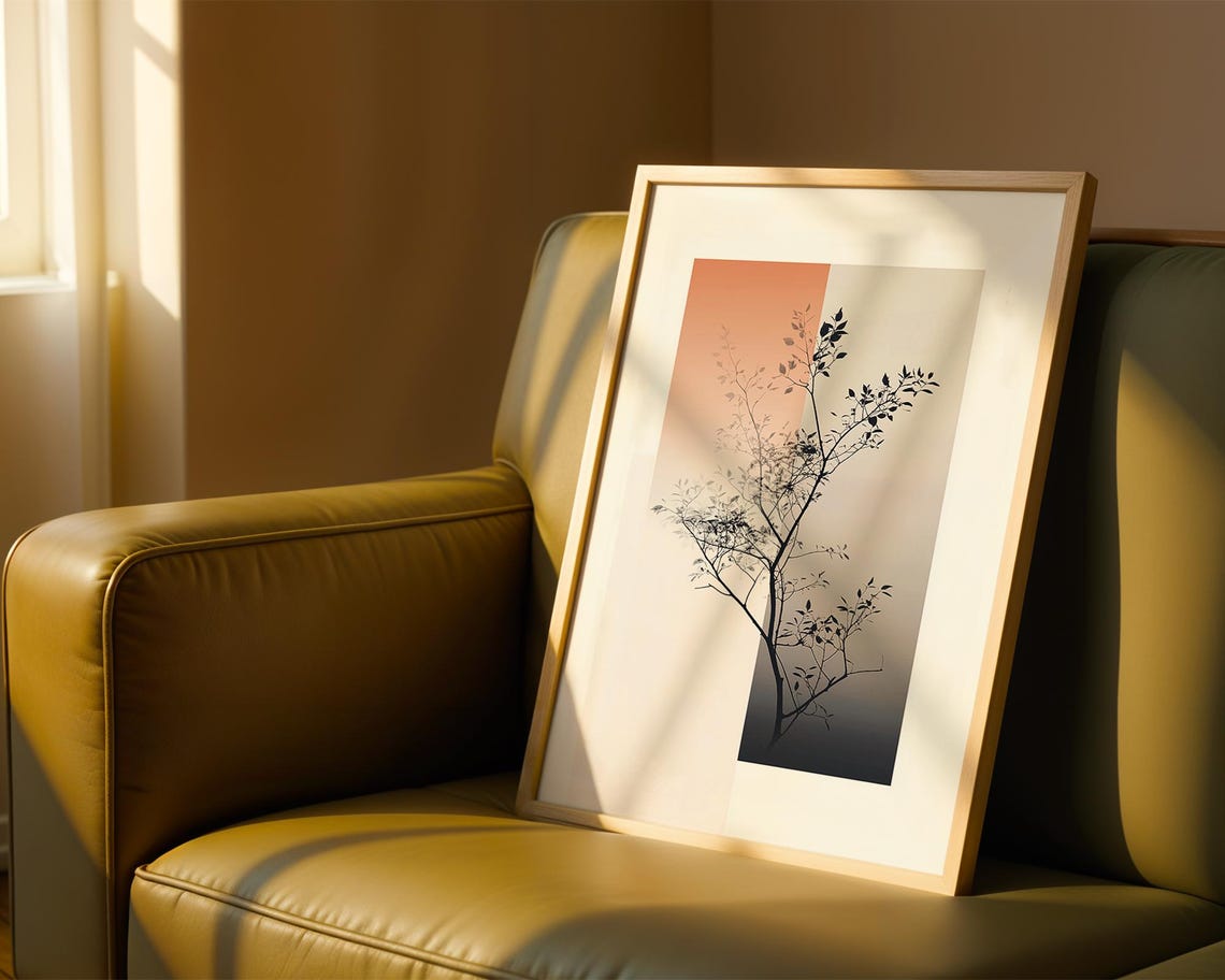Minimalist Tree Silhouette Peach Gradient Modern Wall Poster - Image 3