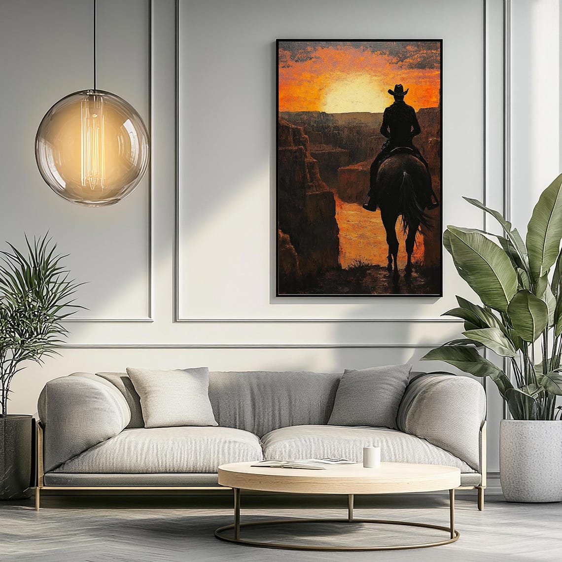 Cowboy Horse Oil Painting Wall Art Print Landscape Art Print Horse Lover Print Poster Gift Idea Country Home Decor - Image 2