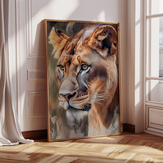 Lioness Close Up Portrait With Piercing Amber Eyes Art Poster