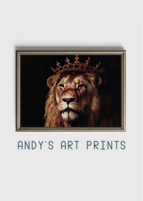 Christian Wall Art Print Religious Artwork Home Bible Art Print Poster Decor Religion Gift God Art Lion And Crown