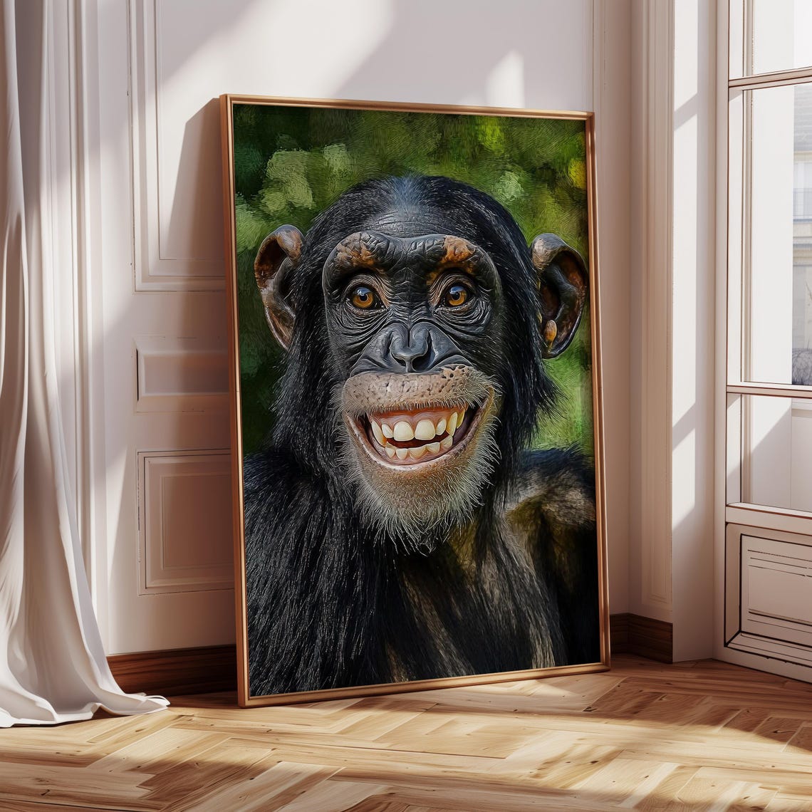 Hilarious Grinning Chimpanzee With A Big Toothy Smile Jungle Poster