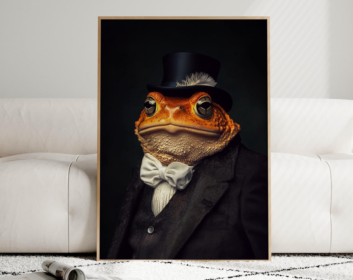 Dapper Victorian Toad in Top Hat and Bow Tie Funny Portrait Poster