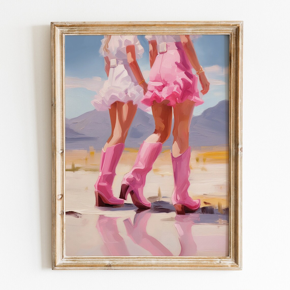 Preppy Coastal Cowgirls Pink Cowgirl Boots Art Print