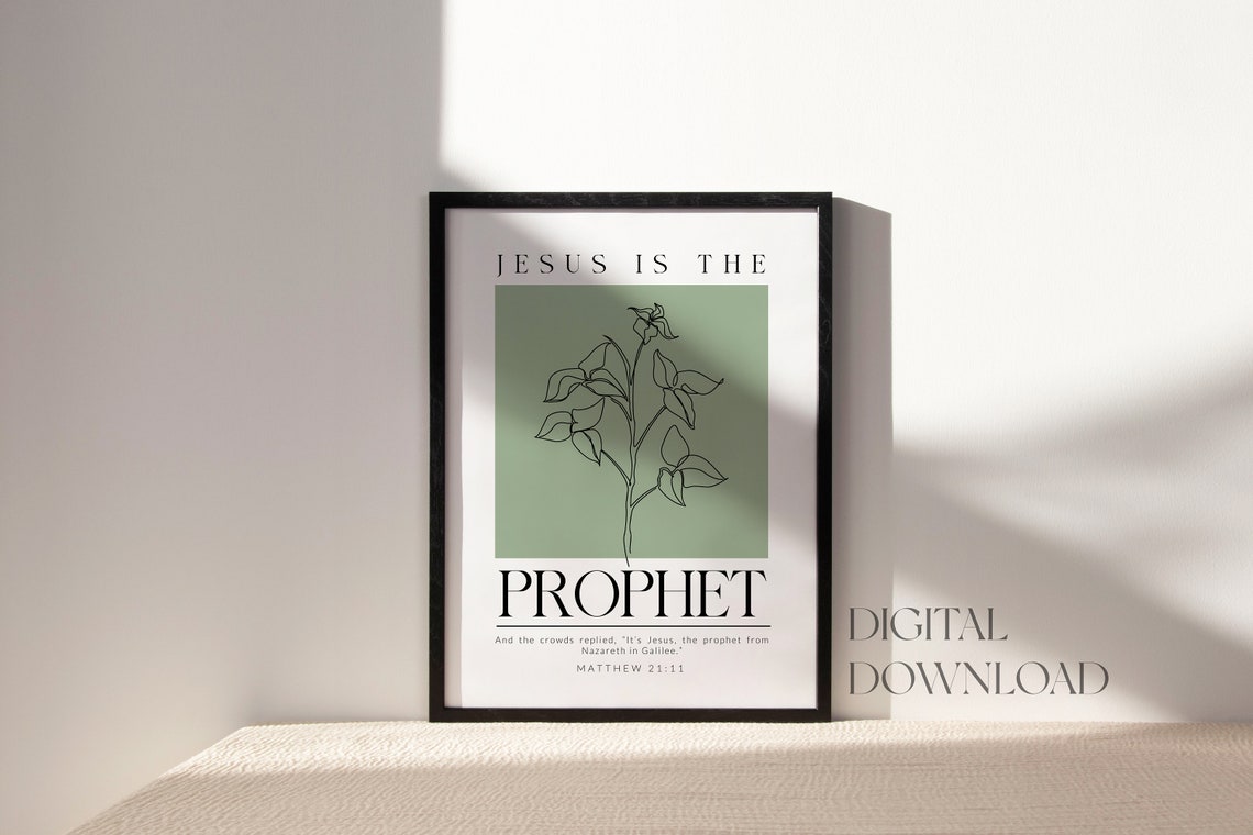 Jesus Is the Prophet Matthew 21:11 Line Floral Scripture Poster - Image 2