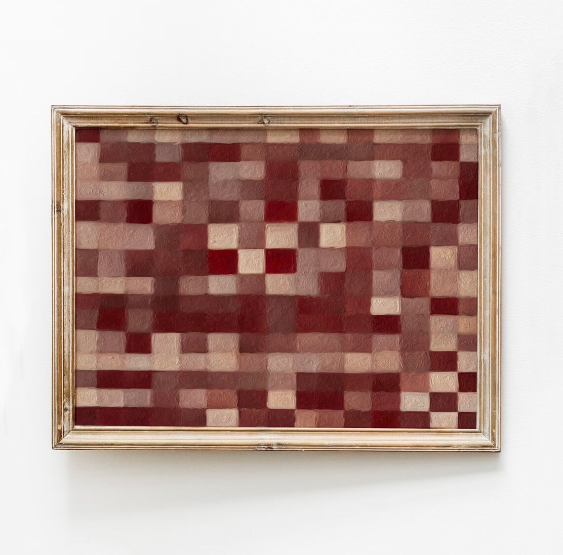 Burgundy Checkered Modern Maroon Art Print