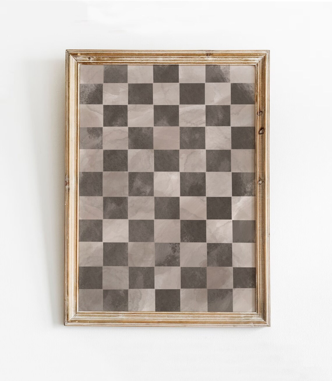 Checkered Wall Art, Neutral Watercolor Checker Print
