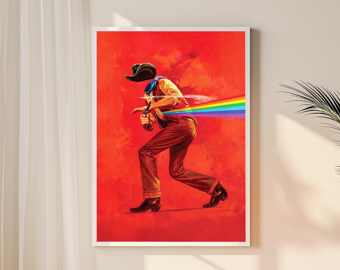 Wild West Cowboy Rainbow Gunshot Blazing Red Sci Fi Western Poster - Image 4