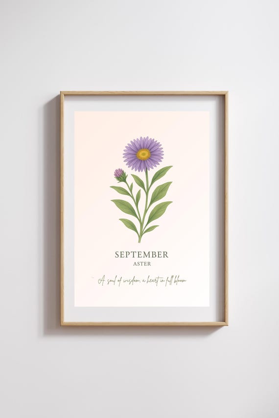 September Birth Flower Wall Art Botanical Print
