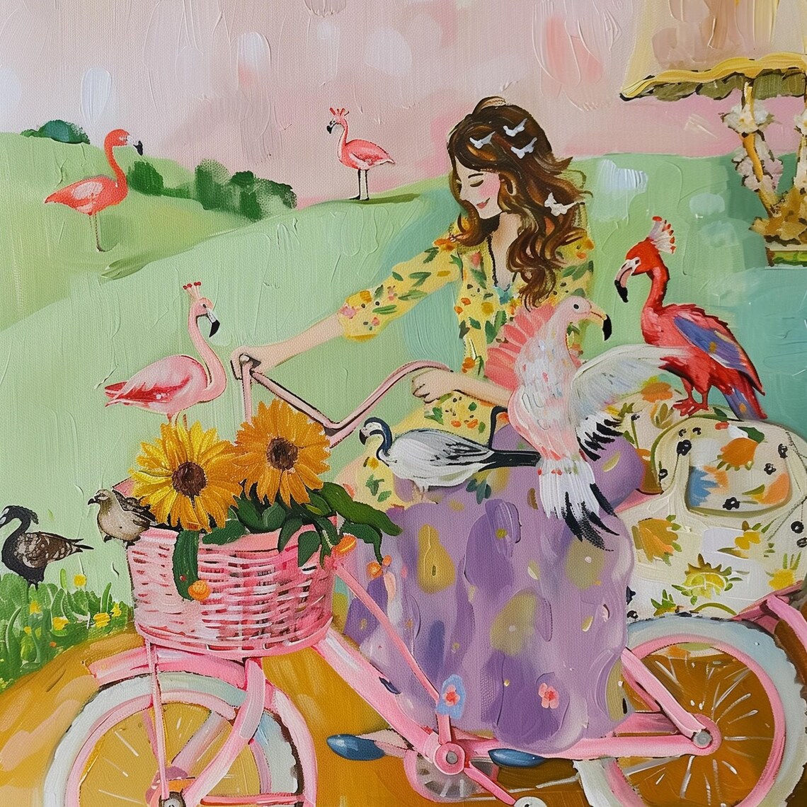 Floral Bicycle French Bohemian Wall Art Print